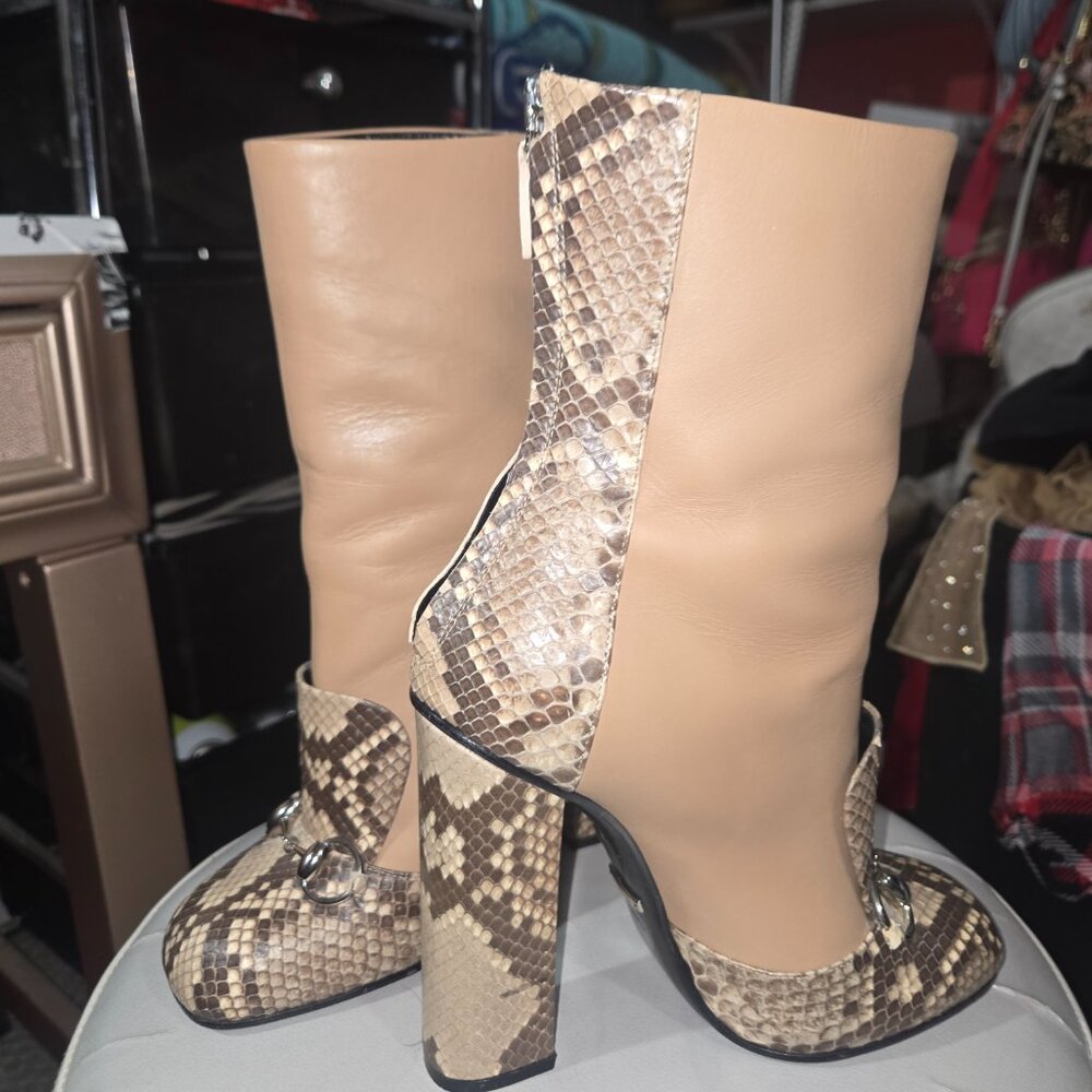 Gucci “Lillian” Python Camel Brown Ankle Boots Wi… - image 2